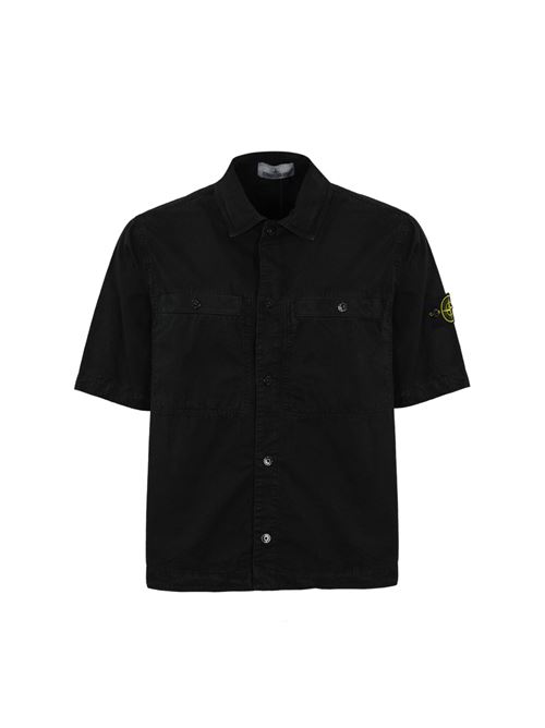 Giacca camicia 1200029 in twill di cotone black STONE ISLAND | 1200029S00WNV0129